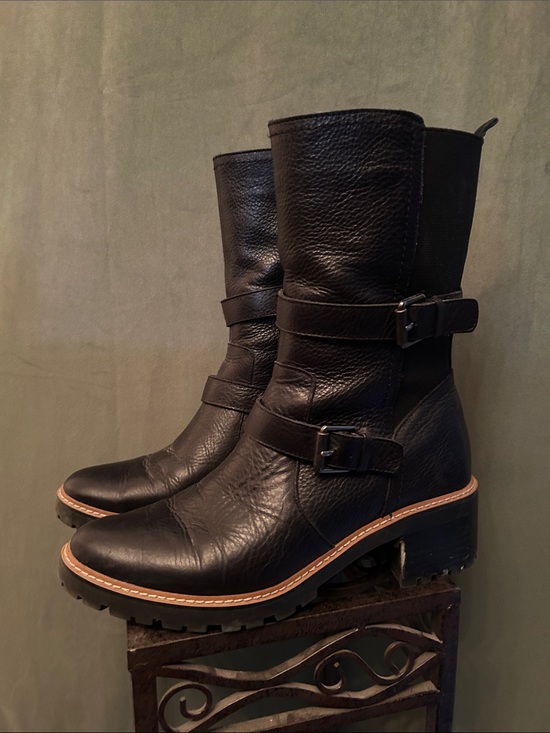Naturalizer Shoes - Naturalizer Black Leather Mid-Calf Buckle Heeled Boots